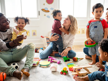 Diverse children enjoying playing with toys